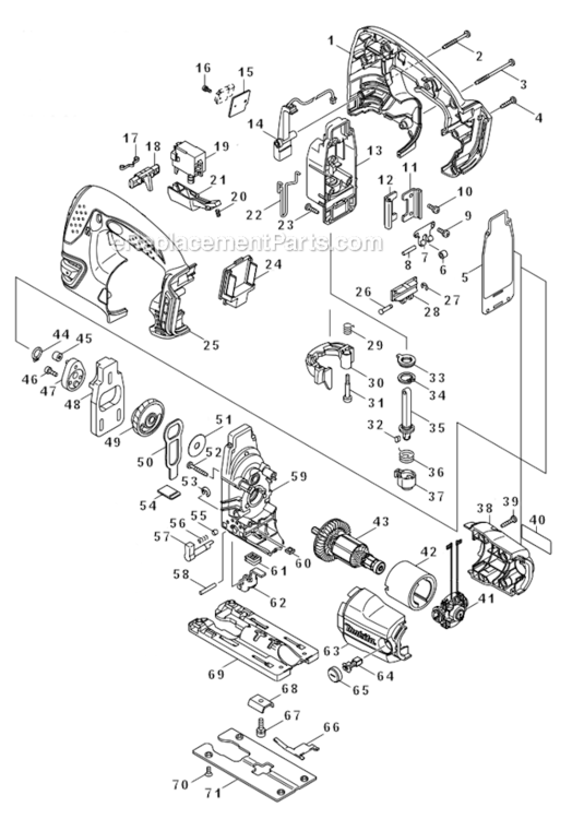 Page A Diagram and Parts List for XVJ03  Makita Jig Saw