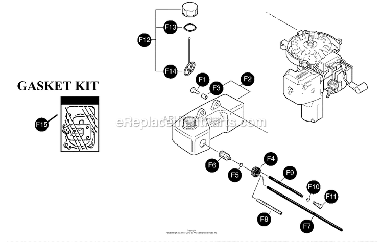 Fuel System Diagram and Parts List for 7240  Mantis Tiller