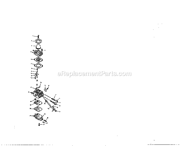 Engine - Carburetor Diagram and Parts List for 7222E  Mantis Tiller
