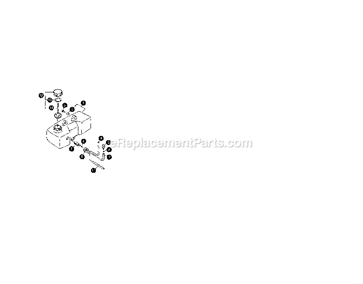 Fuel Tank Diagram and Parts List for SV-5C-2  Mantis Tiller