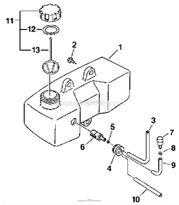 Fuel Tank Diagram and Parts List for 7222 2001-01 to 2004-03 Mantis Tiller