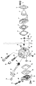 Carburetor Diagram and Parts List for 7222 2001-01 to 2004-03 Mantis Tiller