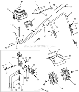 Main Assembly Diagram and Parts List for 7222 2001-01 to 2004-03 Mantis Tiller