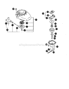 Starter/Pawl Catcher/Clutch Diagram and Parts List for 7222  Mantis Tiller