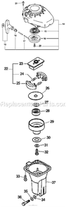 Starter, Pawl Catcher And Clutch Diagram and Parts List for 7222 2001-01 to 2004-03 Mantis Tiller