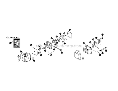 Air Cleaner/Muffler/Throttle Diagram and Parts List for 7222  Mantis Tiller