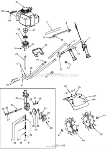 Main Assembly Diagram and Parts List for 7261  Mantis Tiller