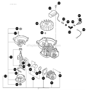 Ignition, Engine And Short Block Diagram and Parts List for 7240  Mantis Tiller