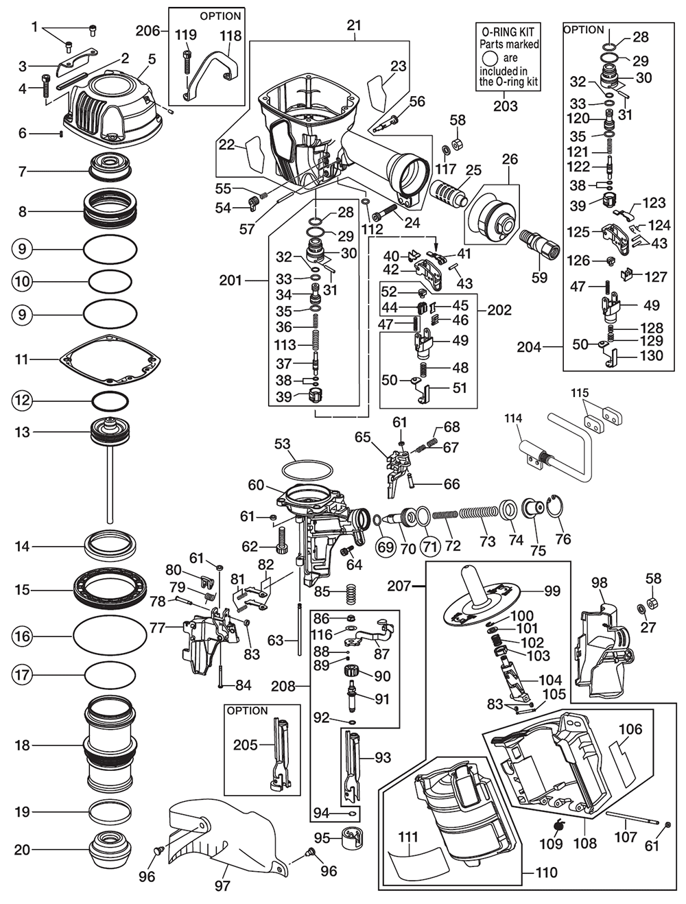 Fig-0 Diagram and Parts List for CN890F2  Max Nailer