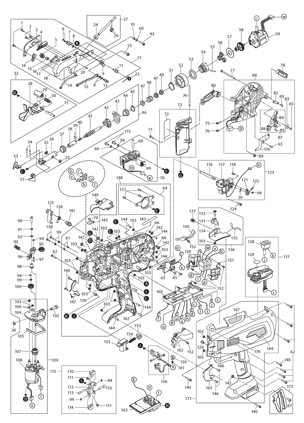 Fig-0 Diagram and Parts List for RB398S  Max Rebar Tools