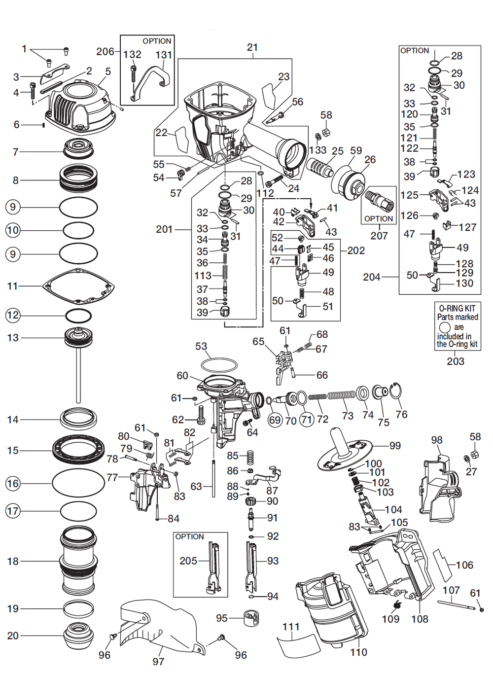Fig-0 Diagram and Parts List for CN890F  Max Nailer