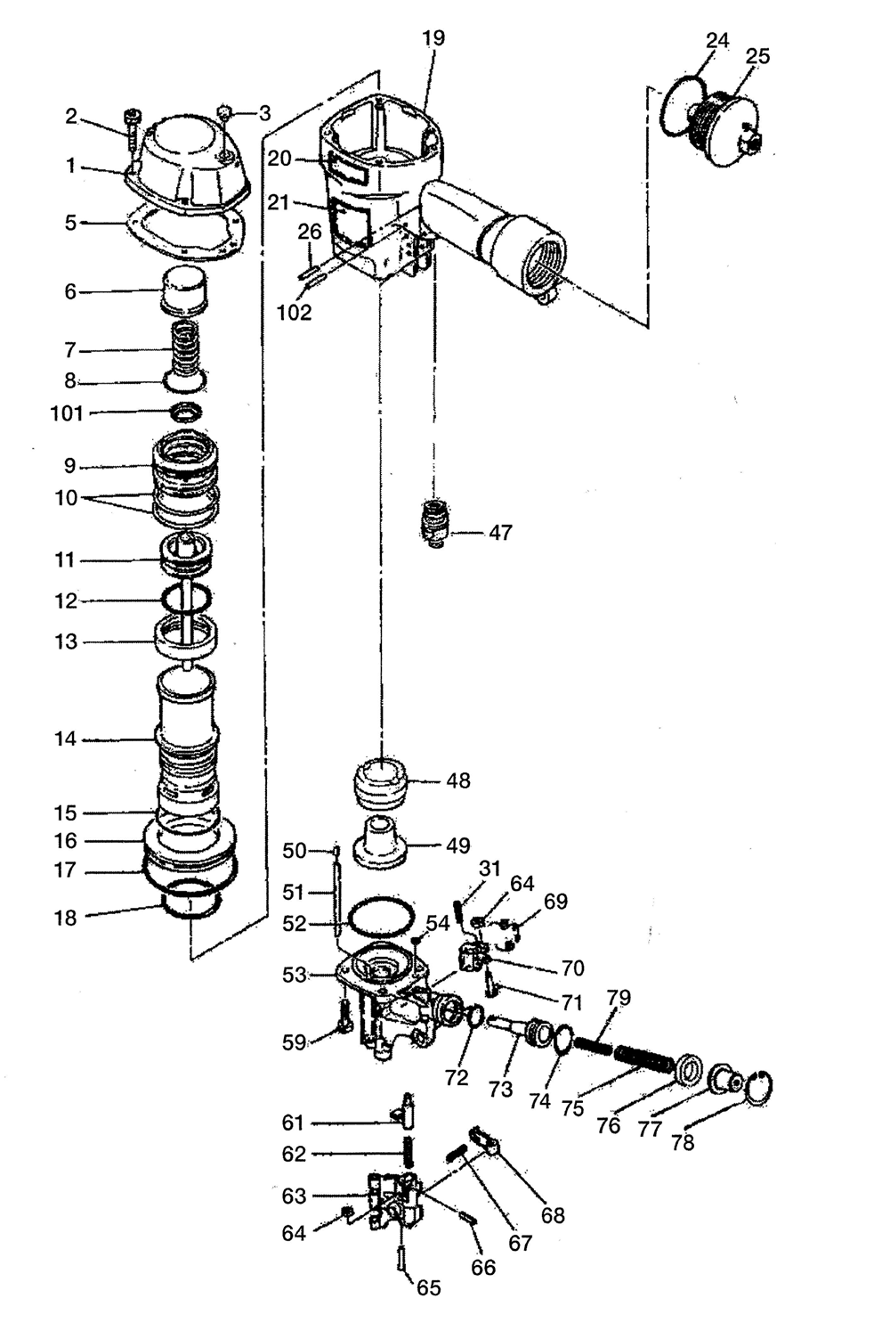 Fig-0 Diagram and Parts List for CN70-PAL  Max Nailer