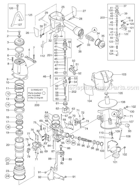 Page A Diagram and Parts List for CN565S  Max Nailer