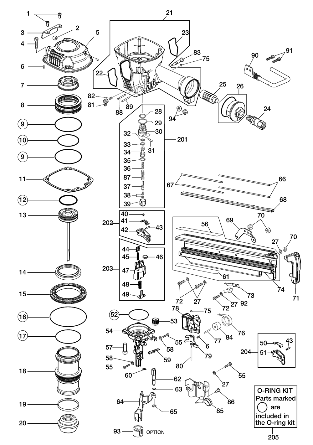 Fig-0 Diagram and Parts List for SN883RH3  Max Nailer
