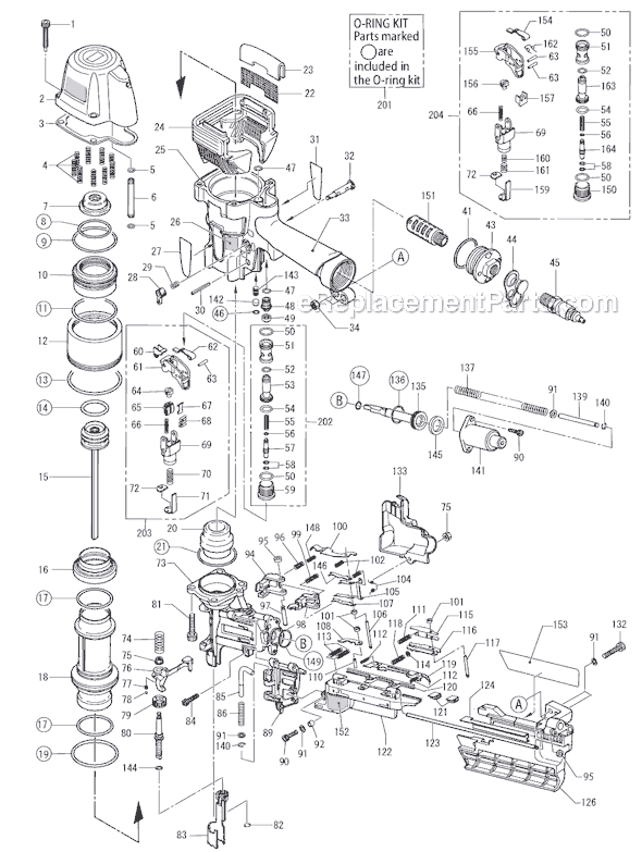 Page A Diagram and Parts List for HS90  Max Nailer