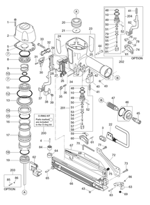 Fig-0 Diagram and Parts List for TA551B-16-11  Max Nailer