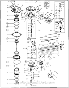 Page A Diagram and Parts List for SN883RH  Max Nailer