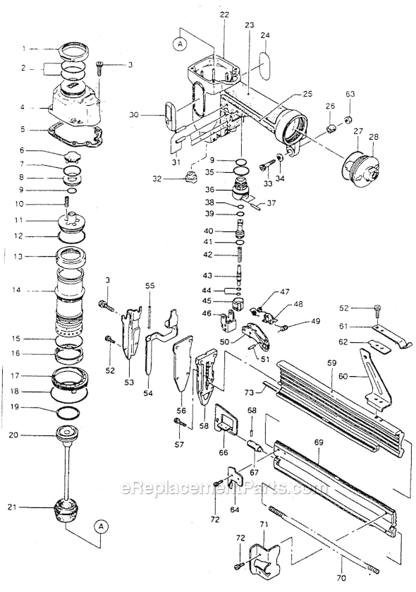 Page A Diagram and Parts List for NF352/16-50  Max Nailer