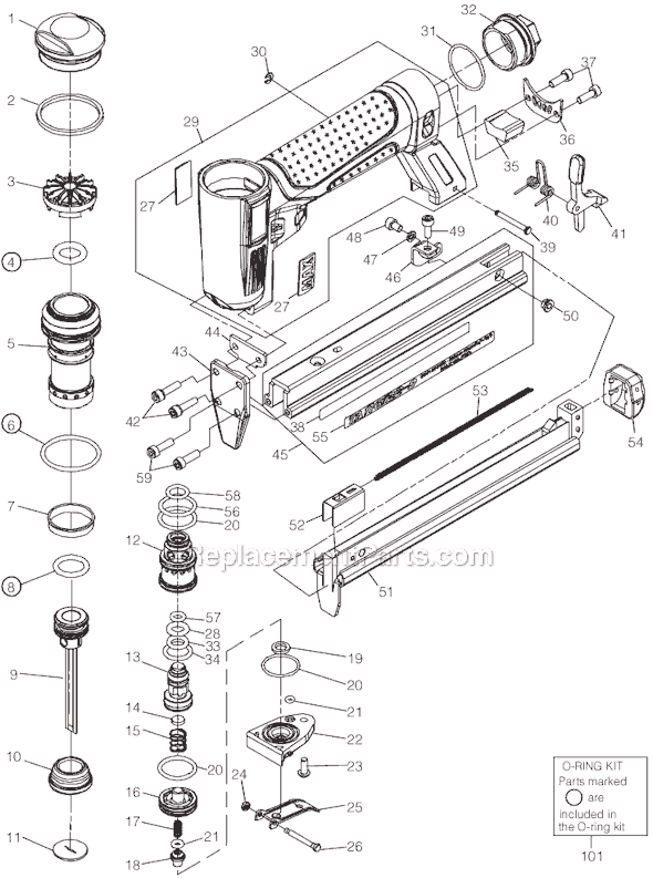 Page A Diagram and Parts List for TA116/22-9  Max Nailer