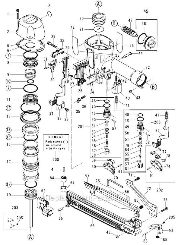 Page A Diagram and Parts List for TA551A/16-11  Max Nailer