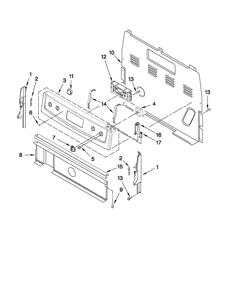 Control Panel Parts Diagram and Parts List for AER5822VCS0  Amana Range