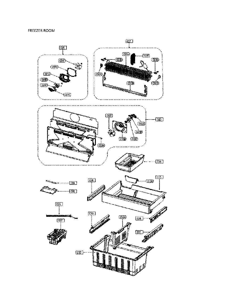 Freezer Parts Diagram and Parts List for 11173307911  Kenmore Refrigerator
