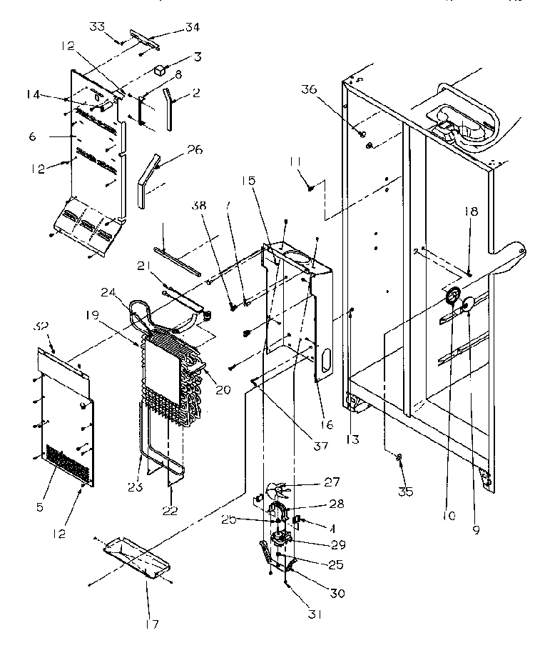 Evaporator & Air Handling Diagram and Parts List for SSD21SL-P1193901WL  Amana Refrigerator