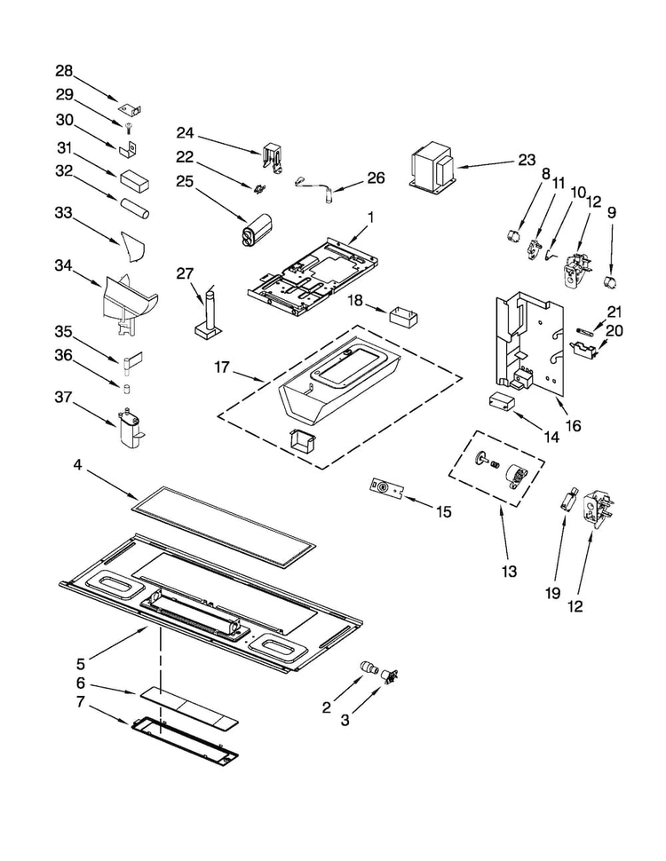 Interior And Ventilation Parts Diagram and Parts List for MMV6180WS1  Maytag Microwave