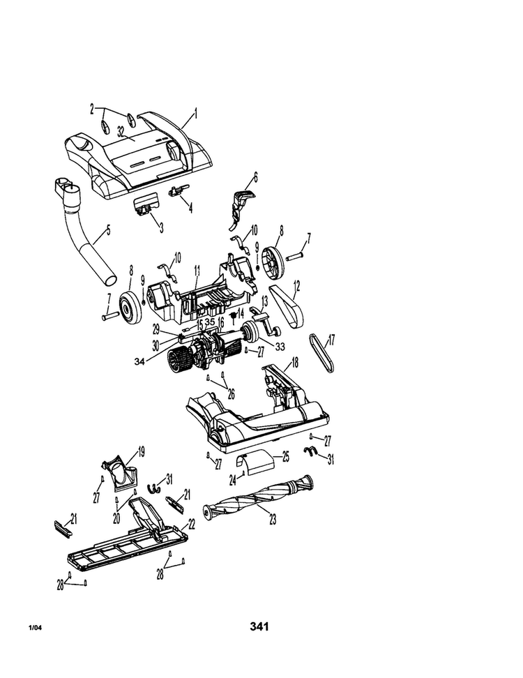 Hood And Agitator Diagram and Parts List for U6430-900  Hoover Upright Vacuum