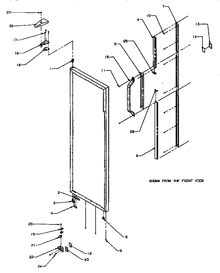 Refrigerator Door Hinge And Trim Diagram and Parts List for SS21SL-P1193801WL  Amana Refrigerator