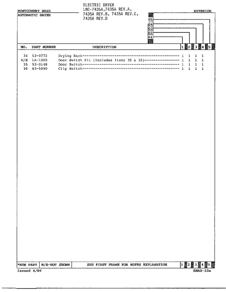 Electric Dryer/exterior Page 3 Diagram and Parts List for 7435A  Norge Dryer
