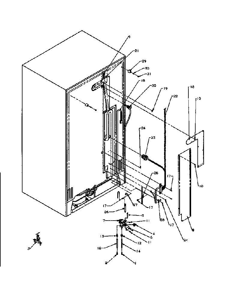 Cabinet Back Diagram and Parts List for SZD27NE-P1162410WE  Amana Refrigerator