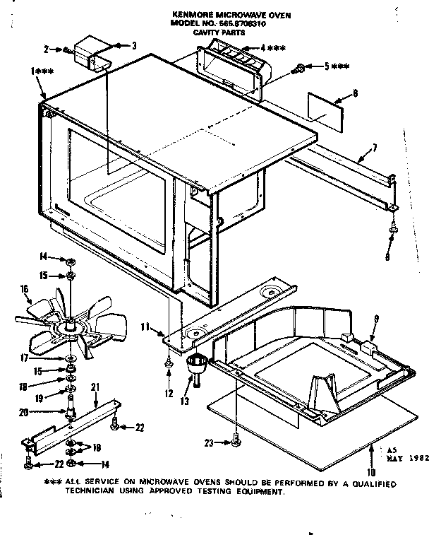 Cavity Parts Diagram and Parts List for 5658708310  Kenmore Microwave