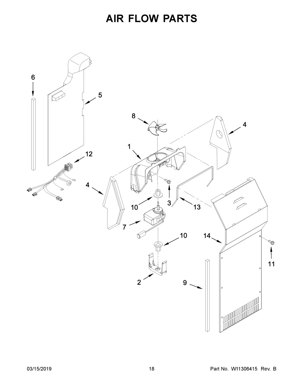Air Flow Parts Diagram and Parts List for ASI2175GRW01  Maytag Refrigerator