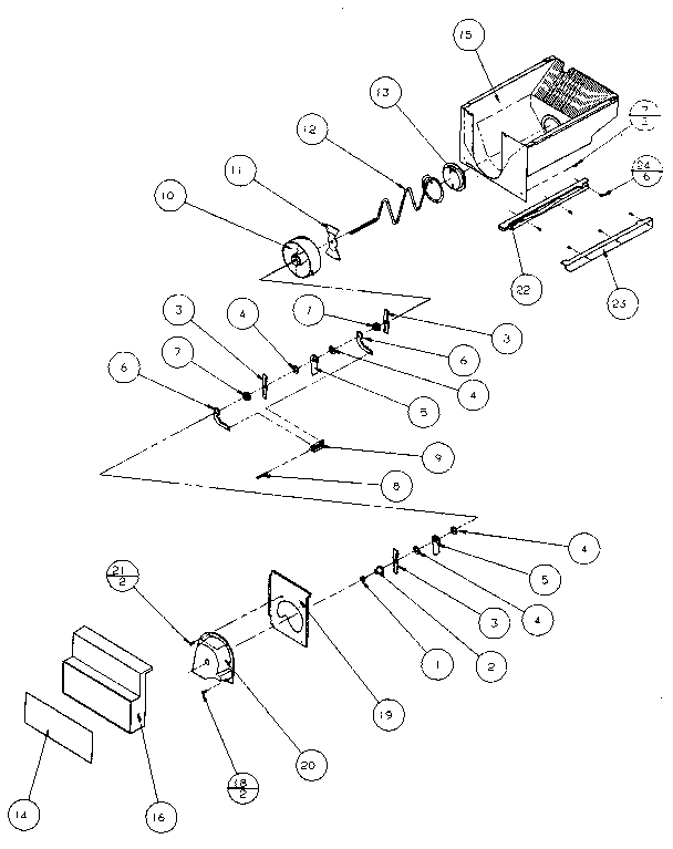 Crushed Ice Bucket Diagram and Parts List for 36768-P1135803W  Amana Refrigerator