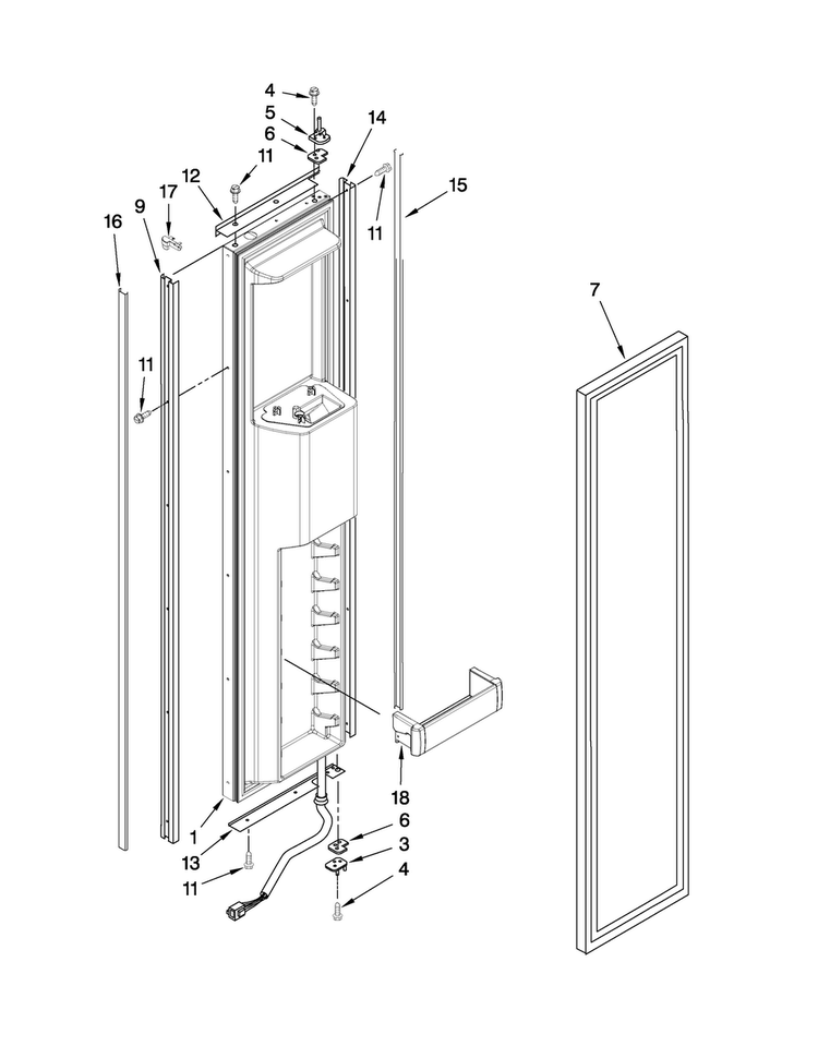Freezer Door Parts Diagram and Parts List for JS48CXDBDB01  Jenn-Air Refrigerator