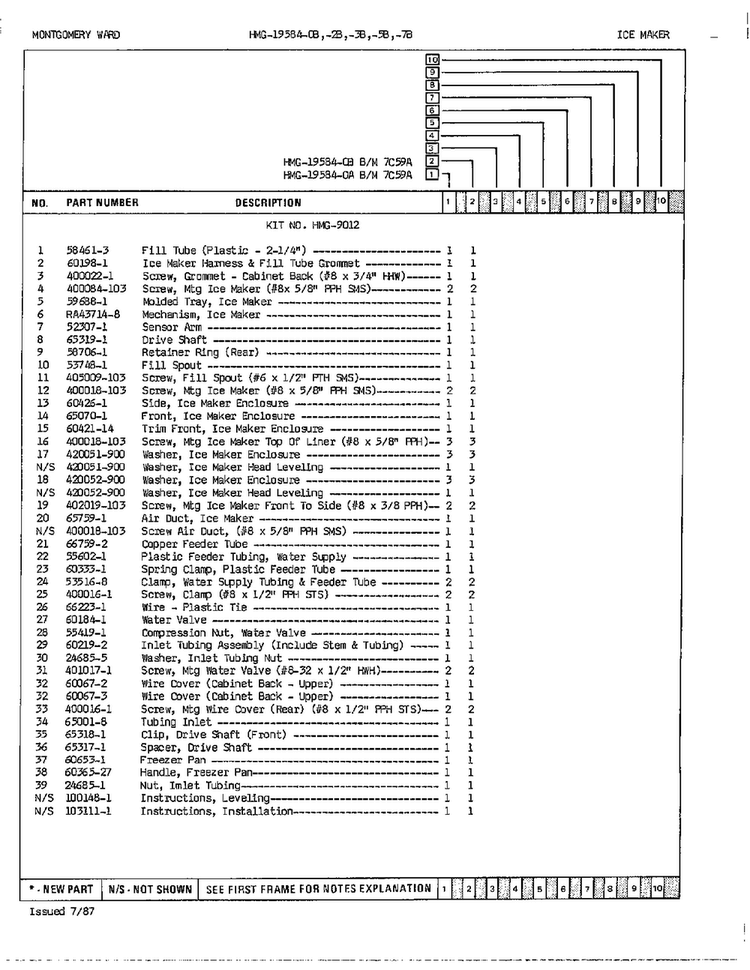 Ice Maker Page 2 Diagram and Parts List for 19584A  Admiral Refrigerator