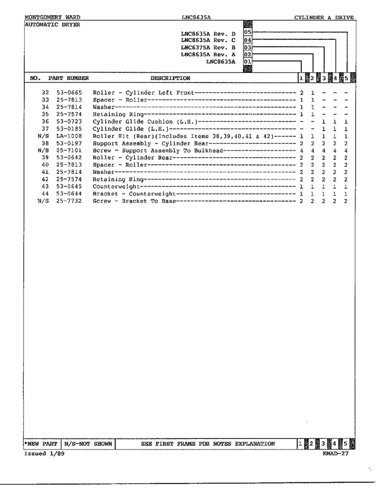 Cylinder And Drive Page 3 Diagram and Parts List for 8635A  Norge Dryer