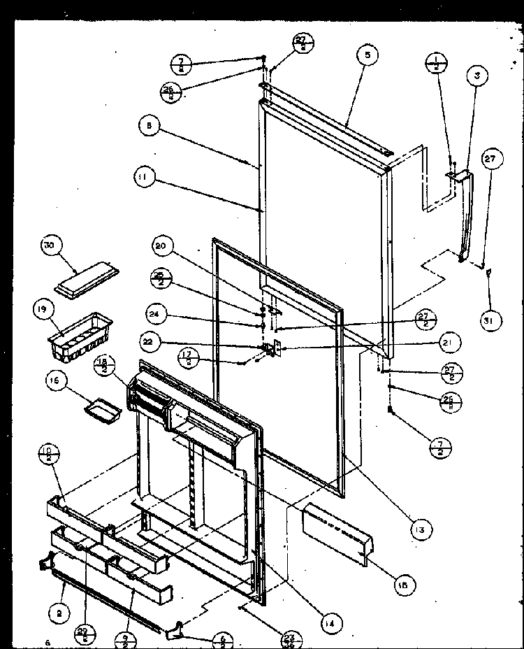 Fresh Food Door Diagram and Parts List for TC18QL-P1111408WL  Amana Refrigerator