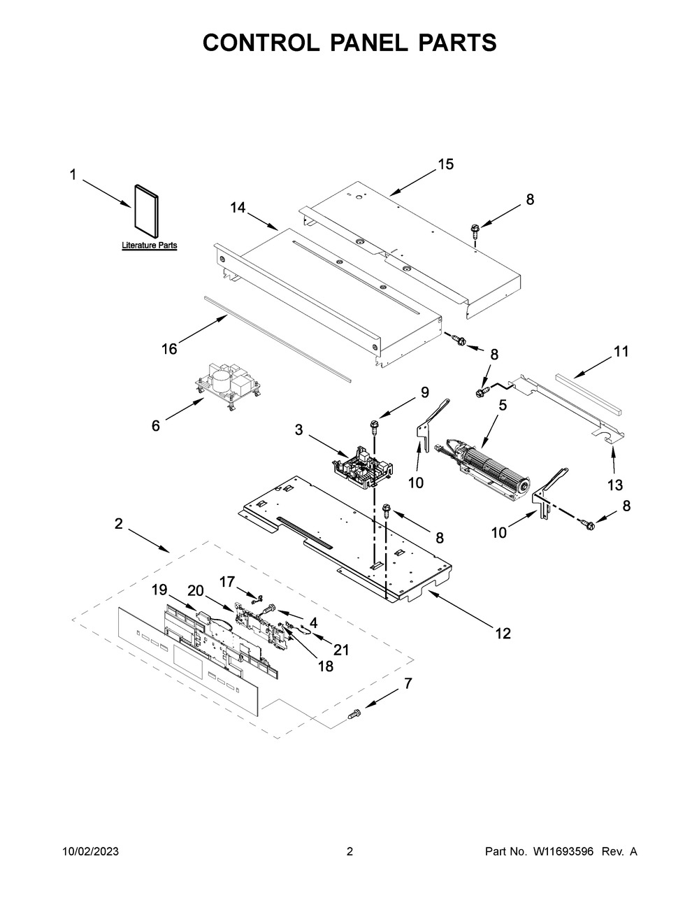 Control Panel Parts Diagram and Parts List for JJW3430LM01  Jenn-Air Wall Oven