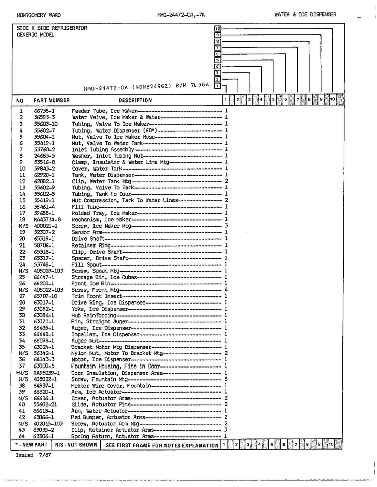 Water And Ice Dispenser Page 2 Diagram and Parts List for 24472A  Admiral Refrigerator