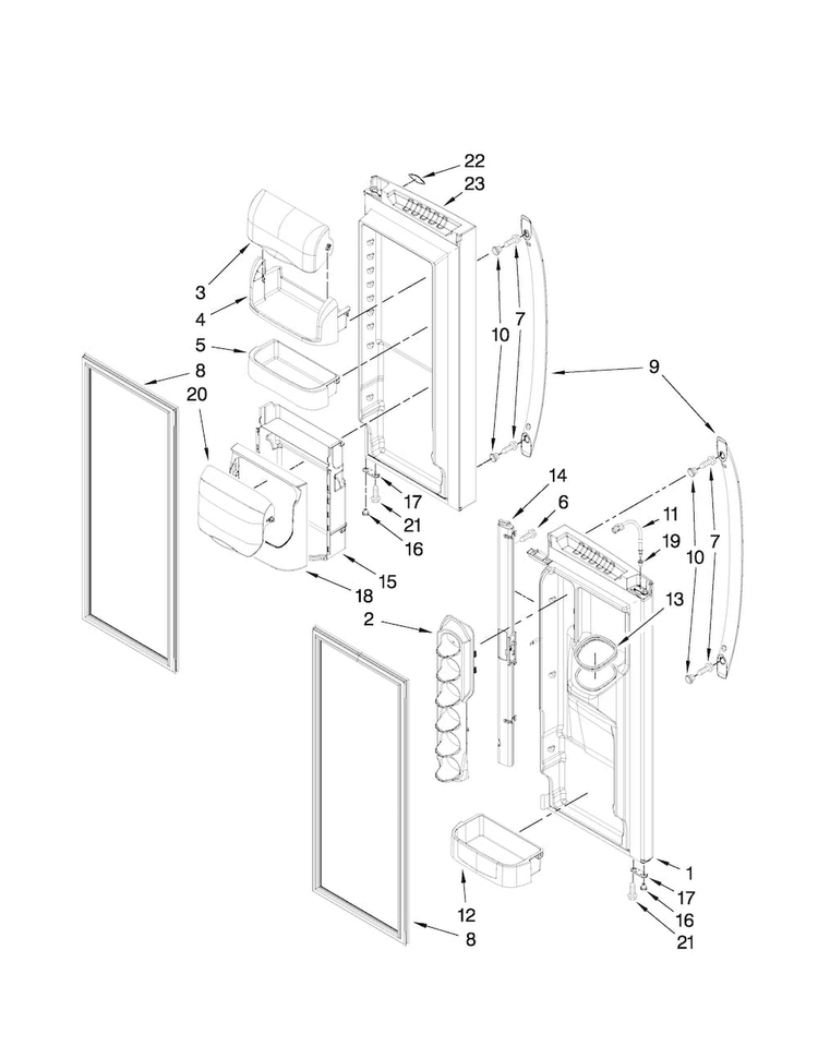 Refrigerator Door Parts Diagram and Parts List for MFI2569VEM2  Maytag Refrigerator