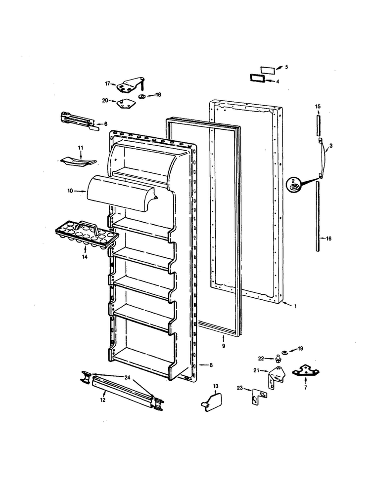 Fresh Food Door Diagram and Parts List for RC20LA-3AW-BS10A  Magic Chef Refrigerator
