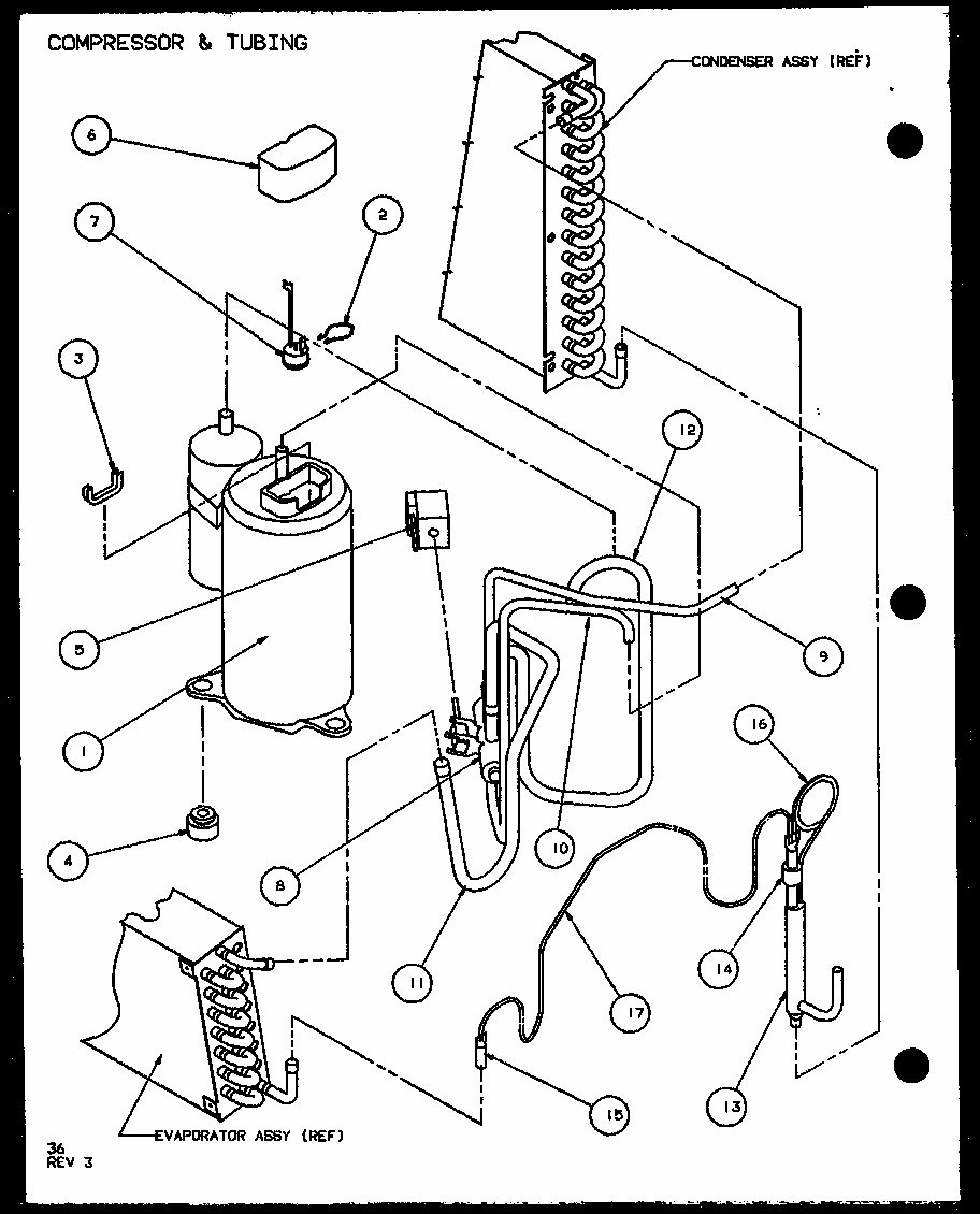 Compressor & Tubing (pth09300e/p9806808r) (pth09400e/p9806908r) (pth09300ec/p9811808r) (pth09400ec/p9872308r) Diagram and Parts List for PTH09400F P1102701R Amana Air Conditioner