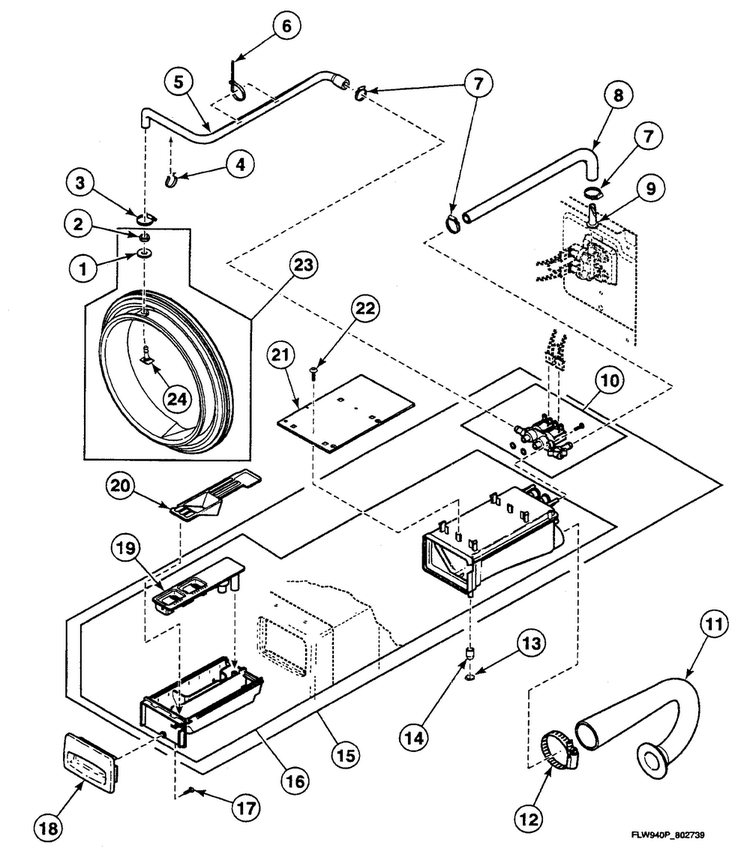 Dispenser Assy Diagram and Parts List for SWFX71QN3050  Speed Queen Washer
