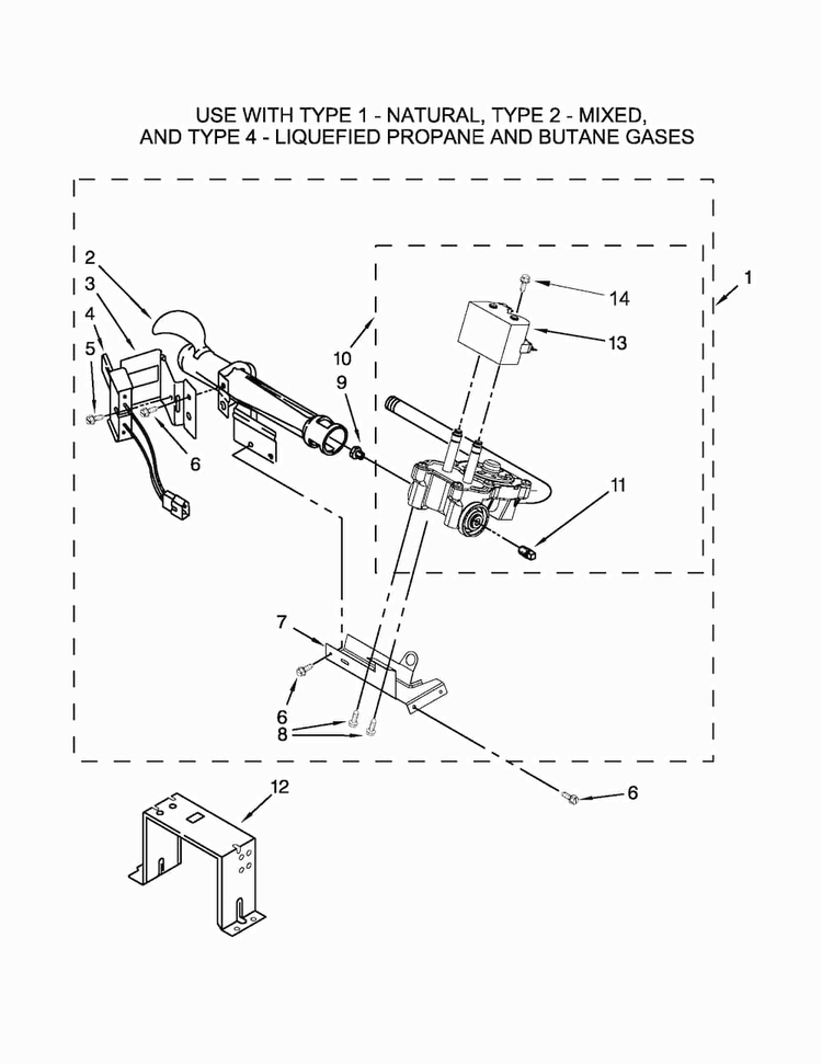 Burner Assembly Diagram and Parts List for CGD126SBW0  Crosley Dryer
