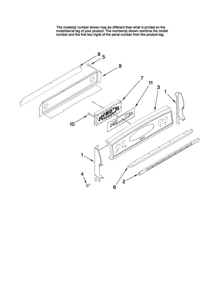 Control Panel Parts Diagram and Parts List for MGR6751BDS18  Maytag Range