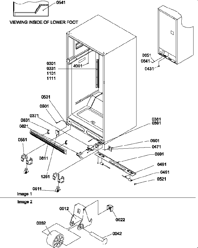 Ladders, Lower Cabinet And Rollers Diagram and Parts List for TH21V2W-P1315901WW  Amana Refrigerator