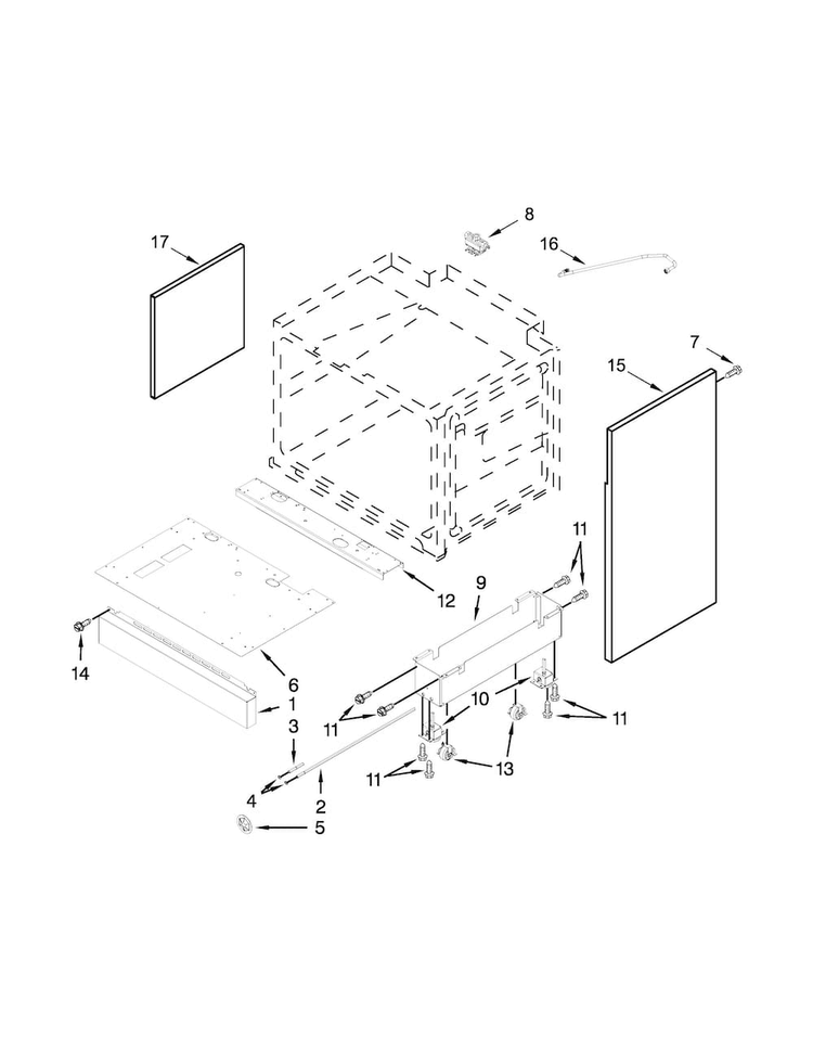 Chassis Parts Diagram and Parts List for JLRP436WP00  Jenn-Air Range