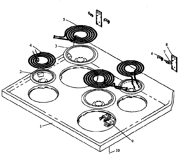 Main Top Assembly Diagram and Parts List for CARR589W P1142453NW Amana Range